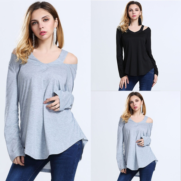 2019 New Ladies Fashion Casual Shirt Large Size Loose Long-sleeved T ...