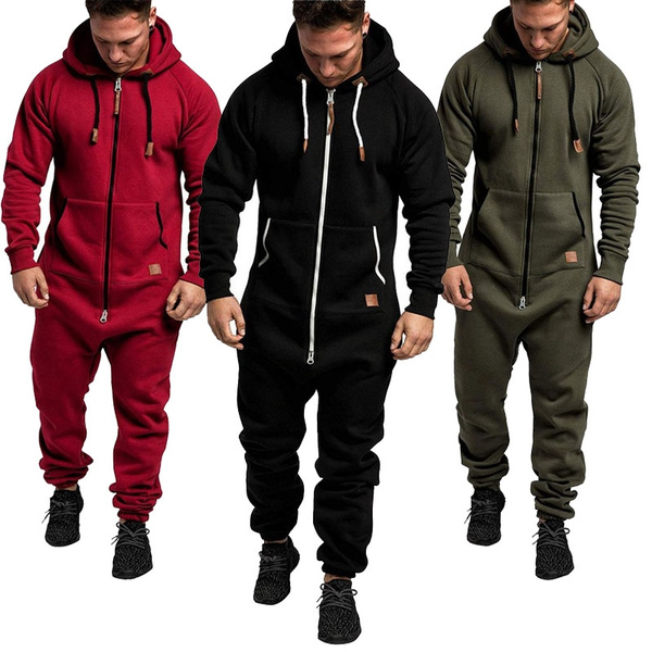 Men's Hooded Fleece Jumpsuit Color 
