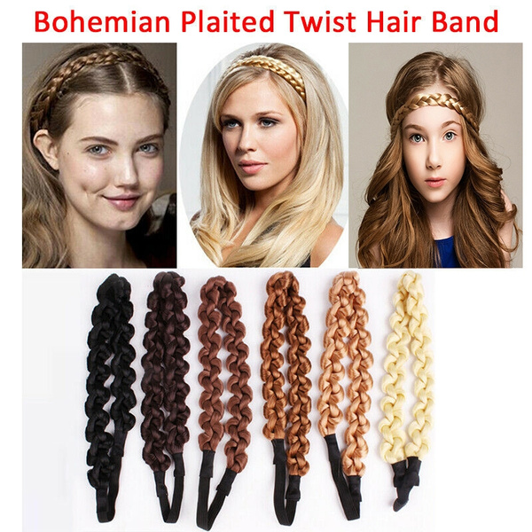 Fashion Synthetic Wig Braided Hair Band Elastic Twist Headband  Princess Hair 