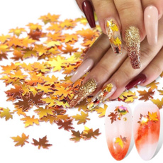 nail decoration, leaves, Colorful, Beauty