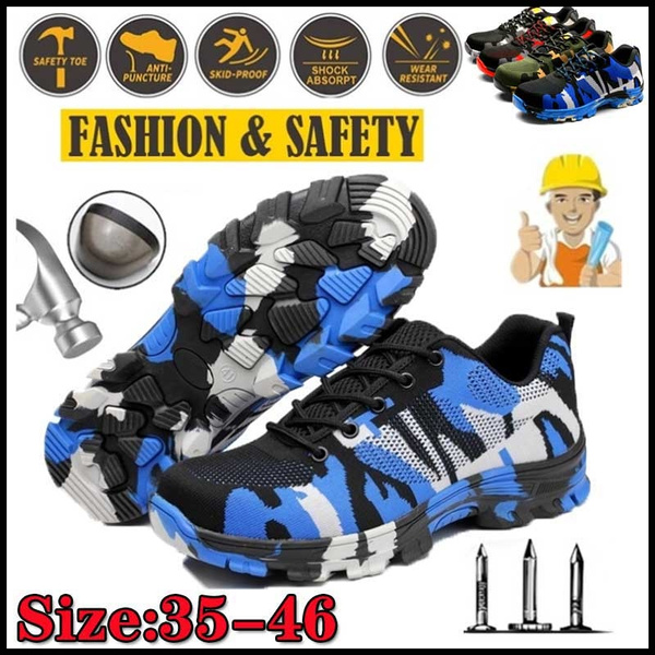 Men's Camouflage Work Safety Shoes Steel Toe Boots Indestructible Sneakers ESD 