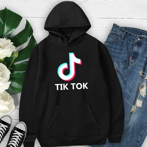 Tik Tok Logo Printing Men Women Casual Sports Hooded Sweatshirt