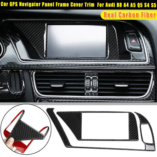 Carbon Fiber Inner GPS Navigator Panel Trim Frame Cover For Audi B8 A4 A5 S4 S5