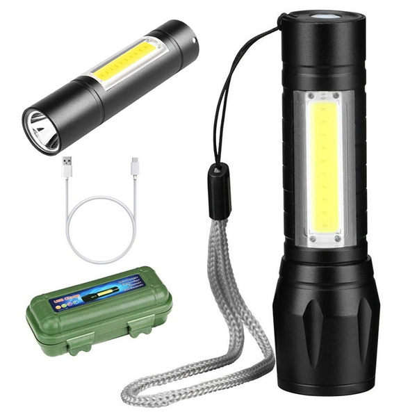 Waterproof LED Torch USB Rechargeable Small Flashlight Camping Lamp 3-modes 