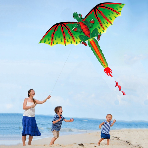 3D Dragon Kite Single Line With Tail Family Outdoor Gifts Sports Kids Toy H8J6 