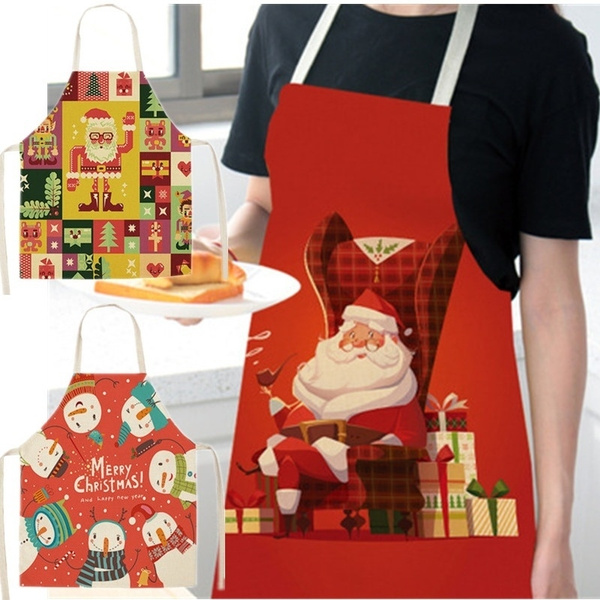 Christmas Decorations Santa Bib Smock Waiter Adult Cartoon Christmas Apron  Apron Patterns for Sewing Kits