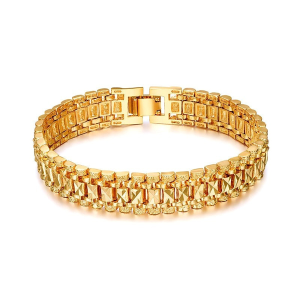 Mens 18K Gold Plated Mens Gold Bracelets 2020 Fashion Jewelry In 5 Sizes  5mm X 18cm, 19cm X 20cm, 21cm & 22cm From Charm_girls, $7.38 | DHgate.Com