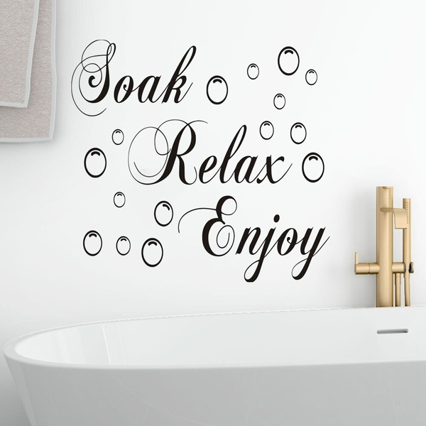 Vinyl Decal Wall Decal Mirror Decal Vinyl Decal Wall Sticker Bathtub Sign Soak Relax Enjoy Bathroom Wall Decals