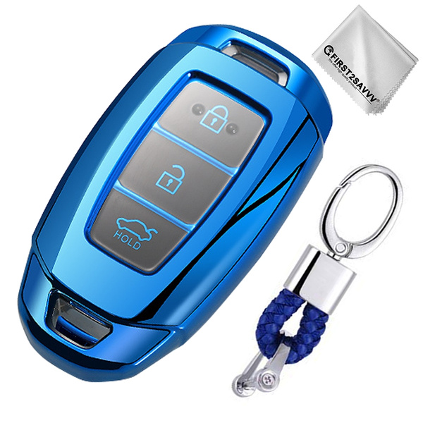 Blue Key Fob Cover for 2017 2019 Hyundai Veloster Kona Azera 2019