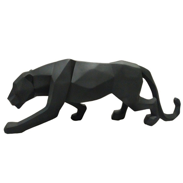 Home Decoration Modern Abstract Black Panther Sculpture Geometric