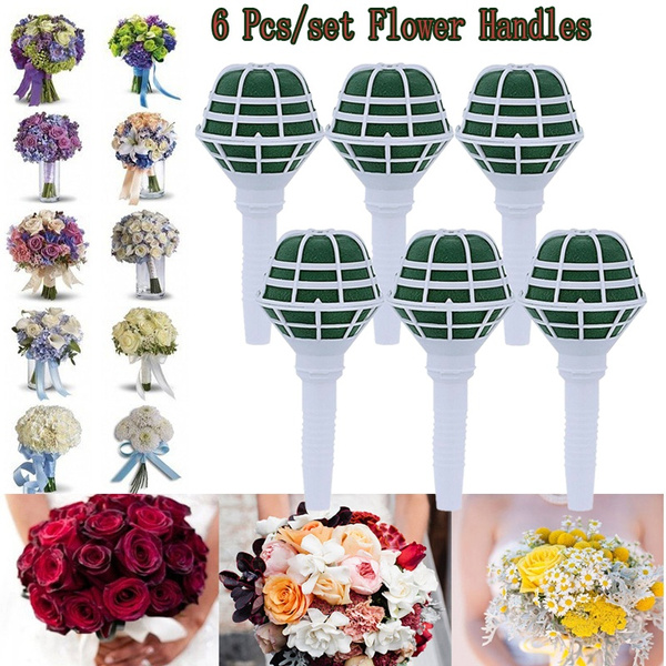 Brand New 1/6pcs Bridal Wedding Flower Decoration Bouquet Foam Holder Handle 