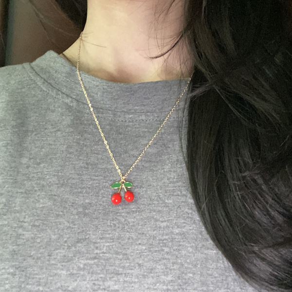 Stereo cherry necklace, cherry clavicle 