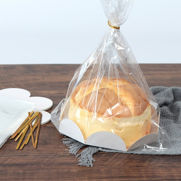 10 Pcs Chiffon Cake Packaging DIY Baking Bags Cake Paper Box for