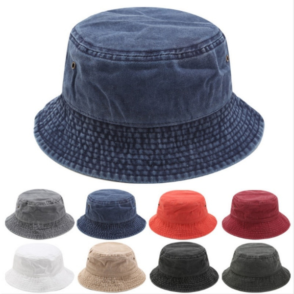 Washed denim cheap bucket hat