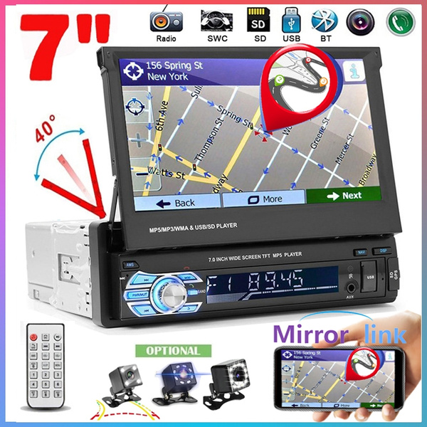 1DIN 7 HD Retractable Touch Screen Car Stereo Audio Bluetooth Car