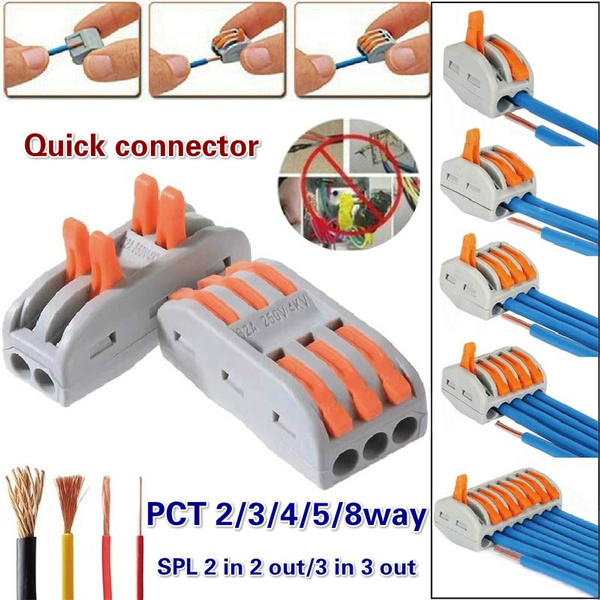 3 WAY REUSABLE SPRING LEVER TERMINAL BLOCK ELECTRIC CABLE WIRE CONNECTOR 5pcs
