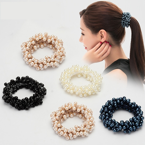 Elegant Pearl Hair Rope Bracelet Dual-Use Hair Ring Ball Head Tie Ponytail  Rubber Band Female Ornament Accessories Present | Hair rings, Hair  accessories, Hair accessories for women