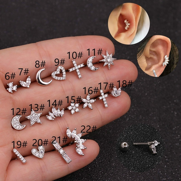 Ear Piercing Studs Stud Earrings Surgical Steel Pairs Rose Gold Silver |  eBay