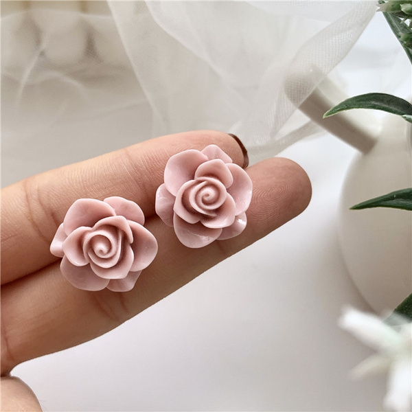 Pink Peony Flower Earrings - Artificial Handmade Jewelry | Oriflowers