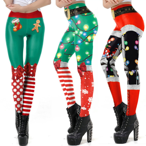 3D Digital Printing Christmas Leggings Women Sexy Printed Elastic
