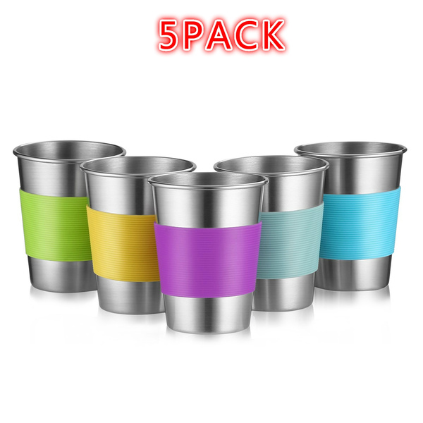 Stainless Steel Cups, Premium Metal Pint Cup Tumblers,12Oz/ 350Ml Metal  Drinking Glasses for Kids and Adults, Healthy Unbreakable and Stackable