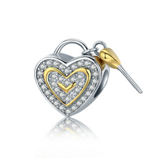 Sterling, Charm Bracelet, Key Charms, Love