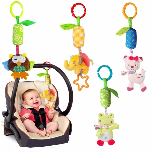 Plush Stroller Doll Soft Baby Infant Rattles Bed Music Hanging Bell Toys  T 