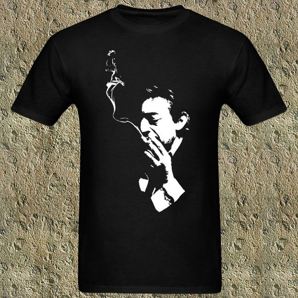 Serge Gainsbourg French Pop Rock Men s T Shirt Summer Short Sleeve Shirt Cotton High Quality Black Tops