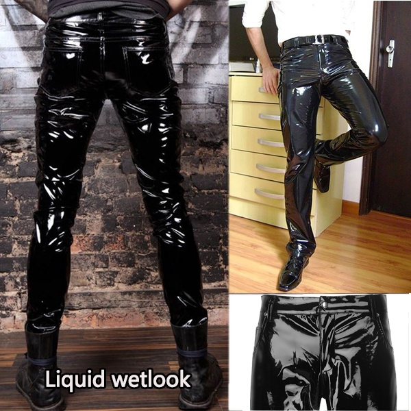 Black Wet Look latex Men Pants Liquid Trousers for Men Motorcycle ...