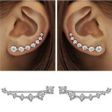7 Crystals Ear Cuffs Hoop Climber Fashion Party Earrings Hypoallergenic Earring