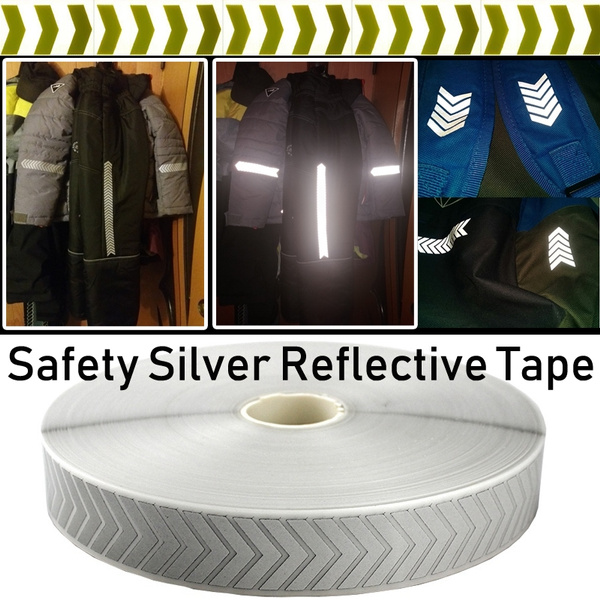 JINBING 2 Safety Silver Reflective Iron on Fabric Clothing Tape Stripe Heat  Transfer Vinyl Film M04 (
