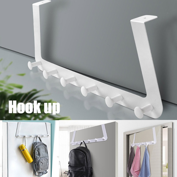 Stainless Steel Over The Door Hooks Coat Hanger Rack 6 For Cloth Pants Hat Towel Wish Door Hooks Coat Hanger Rack, Coat Hanger Rack For Door