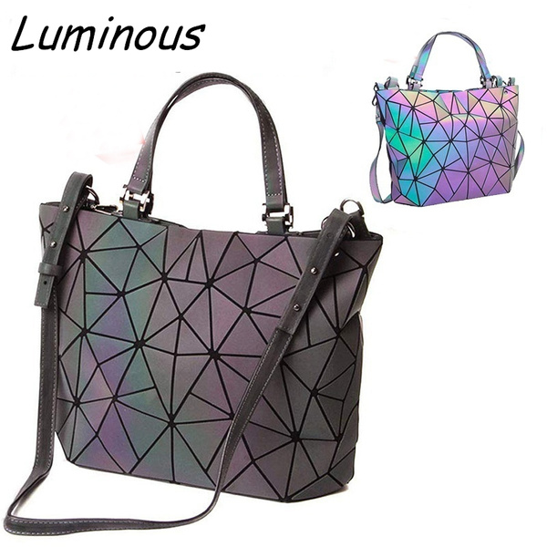 Luminous Geometric Handbag Women Holographic Reflective Shoulder Casual Bag  New | eBay