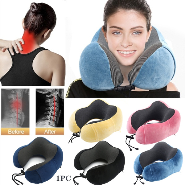 Travel Pillow Memory Foam Neck Pillow with Storage Bag for