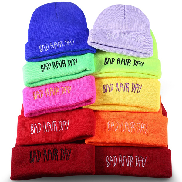 Bad Hair Day Letter Hat Beanie Plain 