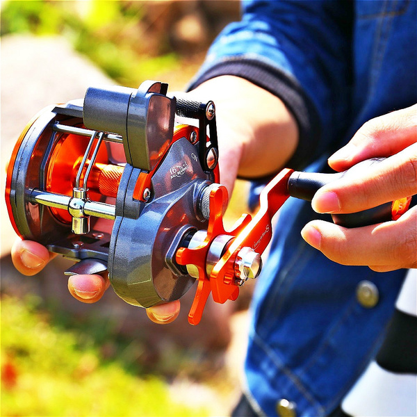Sougayilang Trolling Reel with Line Counter Conventional Level Wind Cast  Drum Fishing Reel 6+1BB with Digital Display