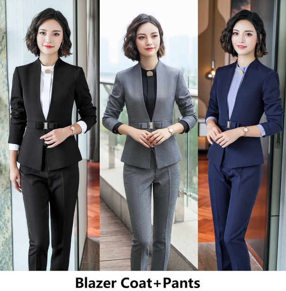 Plus Size Formal Uniform Styles Business Women Pantsuits With Jackets And  Pants Autumn Winter Pants Suits Ladies Office Work Wear Blazers Ladies  Trousers Sets