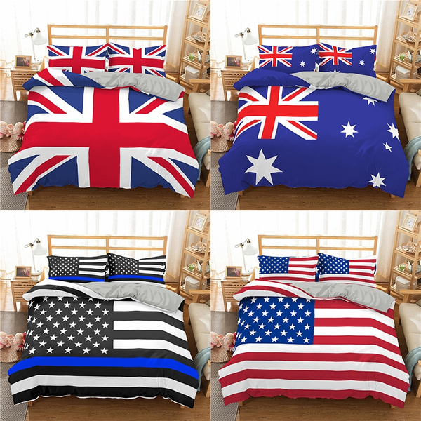 4 Colors Uk Usa British American Flag Bedding Sets Blue Red Stripe Duvet Cover Set Single Twin Double Full Queen King Size Wish - American Fall Home Decor Uk