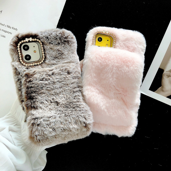 Bling Diamond Plush Cute Case Faux Fur Glitter Rhinestone 3d Chic Bowknot Soft Silicone Girls Case Protective Phone Case For Iphone 11 11 Pro Max Xs Max Xr Xs X 7 8