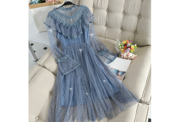 sachin and babi light blue dress Vtg Y2K Taboo Mesh Fairy Dress Mermaid main image 0