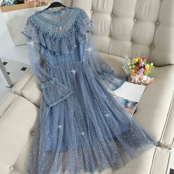 clementine tulle midi dress Baltic Born Womens Clementine Tulle Midi Dress | Dusty Blue Floral