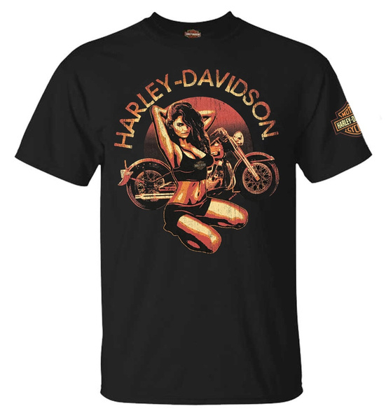 Harley Davidson Mens Candy Pin Up Crew Neck Short Sleeve T Shirt