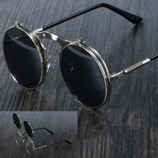 Retro Round Polarized Sunglasses Men Women Vintage Gothic Steampunk Glasses  - Delicia.bg