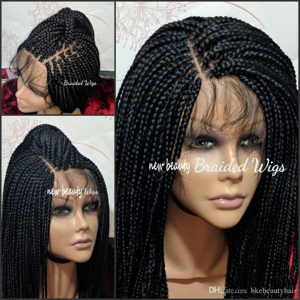 Free Part Box Braids Wig black brown blonde red brazilian full