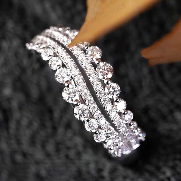 Exquisite Cubic zirconia Multilayer Ring Wedding Bride Engagement Band ...