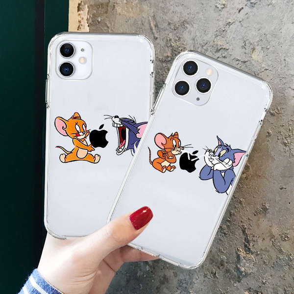 Funny Cartoon Phone Case for iPhone 11 11 Pro 11 Pro Max Cute Cat Mouse Case for iPhone X XS Max XR 8 7 6S Transparent Silicone Soft Case Plus