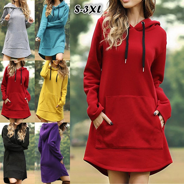 S XXXL Women Autumn Long Sleeve Solid Color Hooded Sweatshirts Pocket Baggy Dress | Wish S XXXL Women Autumn Long Sleeve Solid Color Hooded Sweatshirts Pocket Baggy Dress | Wish