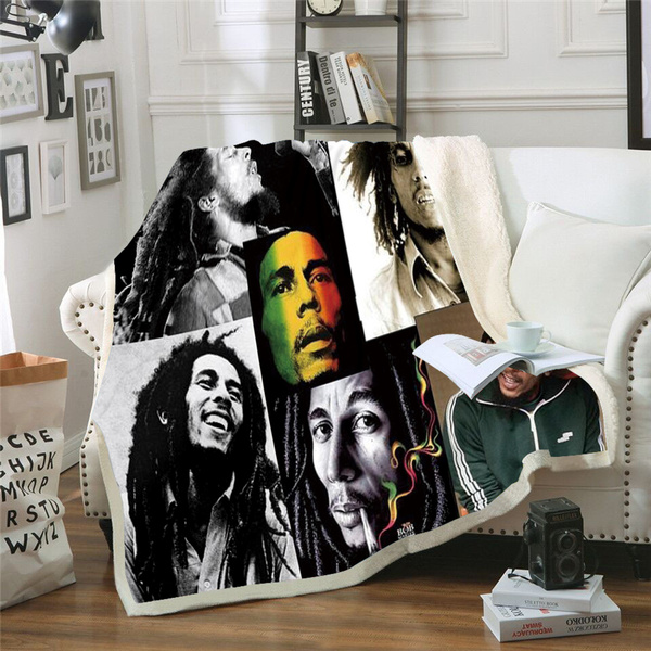 3D Bob Marley Blanket for Beds Hiking Picnic Thick Quilt