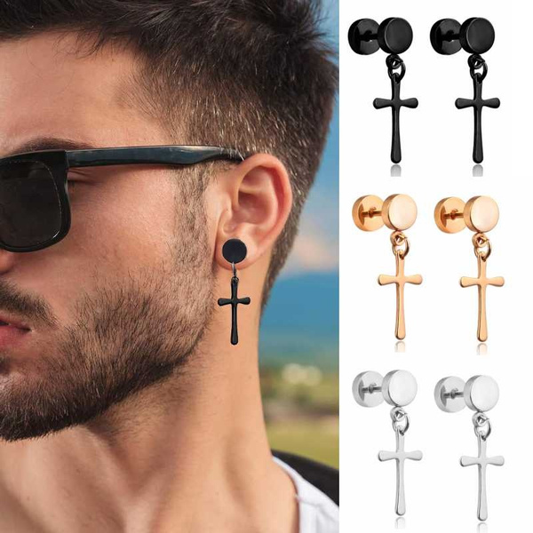 SG Seller] 1 Pair Stainless Steel Dumbbell Barbell Earrings Cartilage  Tragus Helix Screw Stud Earrings Unisex Earrings | Shopee Singapore