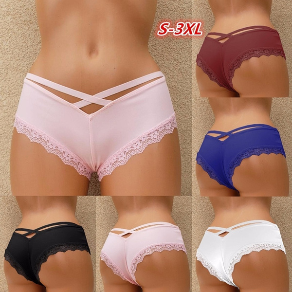 Plus Size New Design Women Fashion Sexy Lace Underpants Hot Low Waist High  Quality Comfortable Seamless Panties Casual Solid Color Briefs Underwear  Lingerie Bandage Underpants